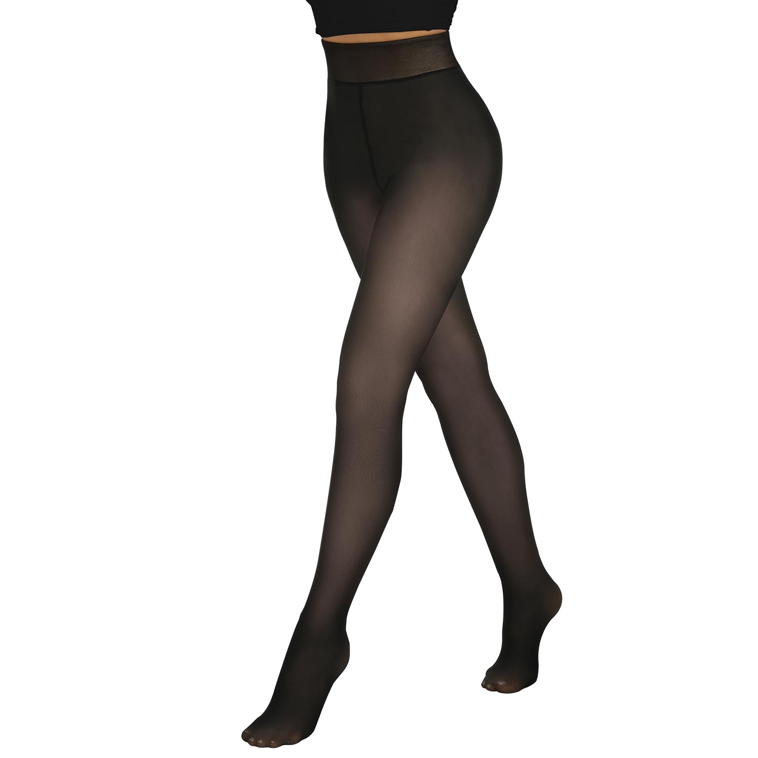 Women's Fleece Lined Thermal Tights - Sheer Translucent Winter Pantyhose with Warm Fleece Lining | Perfect for Cold Weather, Layering Under Dresses, and Everyday Winter Comfort