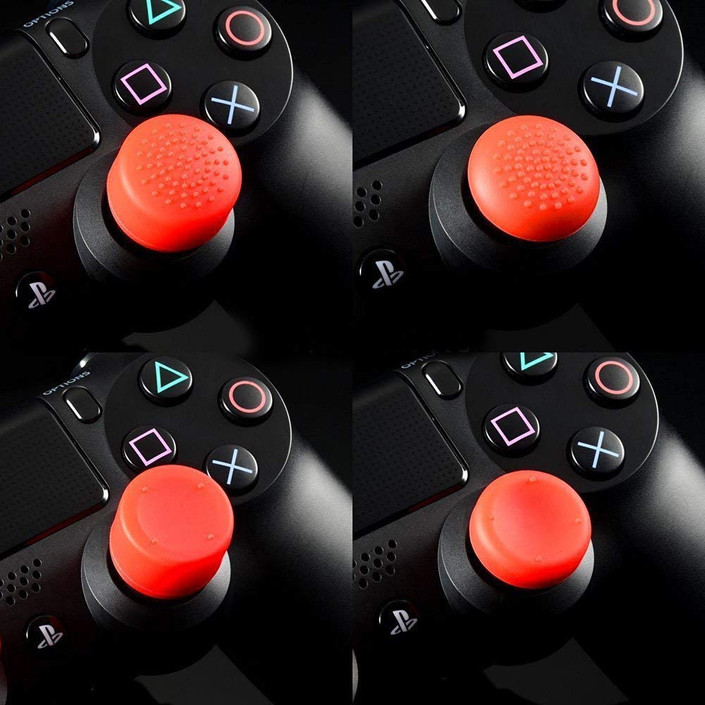 Universal Analog Stick Thumb Grips for PS5, PS4, PS3, Switch Pro, Xbox One, Xbox 360, Wii U, PS2 Controllers - 8 Pack Red Silicone Joystick Caps - Non-Slip Rubber Cover for Enhanced Gaming Comfort & Precision