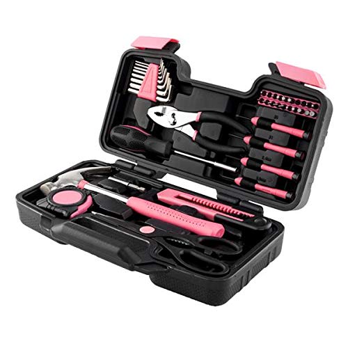 39-Piece Pink Tool Kit - Complete Home Repair & DIY Hand Tool Set for Women, Perfect for Household Fixes, Crafting, and Small Projects
