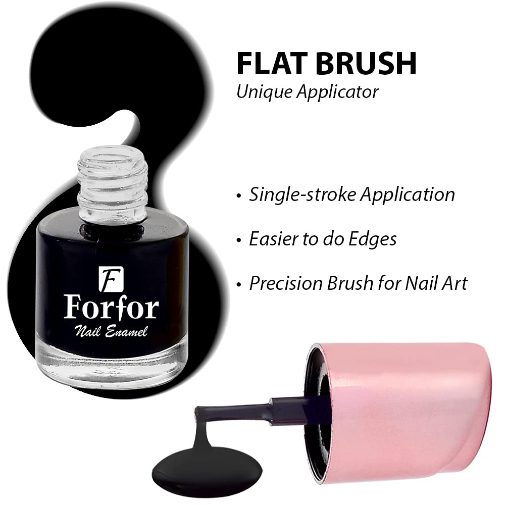 FORFOR® Perfect Stay Glossy Nail Polish - Long Lasting, Chip Resistant, Charcoal Black Nail Lacquer for Women | Salon Quality at Home, Perfect for Parties, Weddings & Everyday Wear