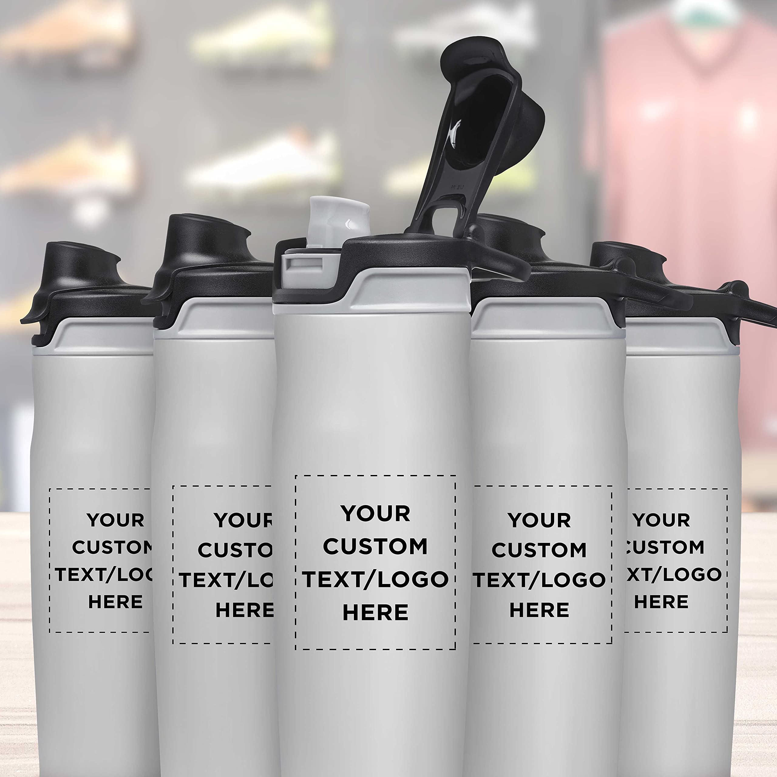 Custom Juno 20 oz Water Bottles with Flip Lid - Set of 6 Reusable Personalized Bottles for Gym, Hiking, Cycling & School - Bulk Pack Promo - White - Perfect for Sports, Outdoor Activities & Daily Hydration