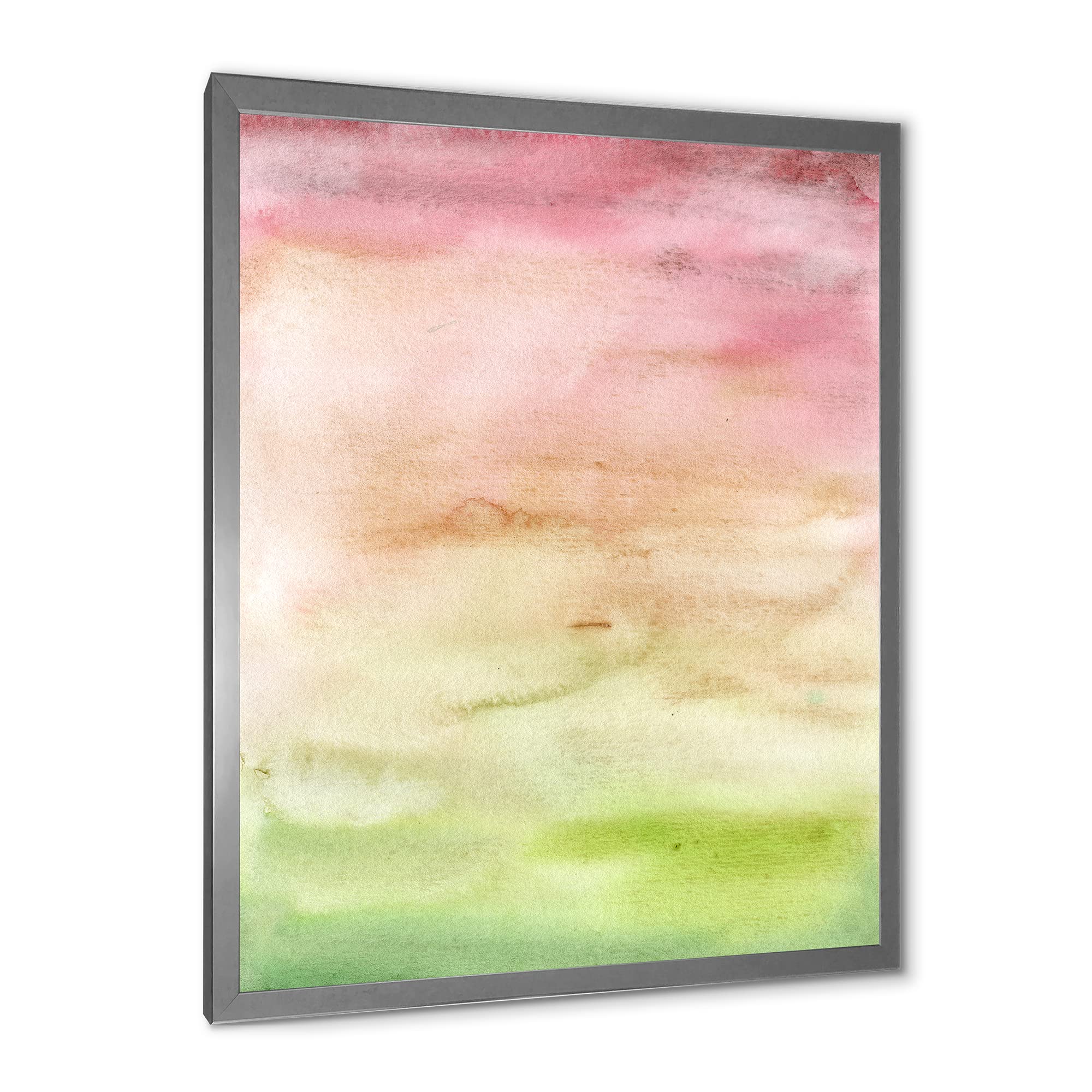 Abstract Sunset Wall Art - Pink, Beige & Green Modern Framed Canvas Painting for Living Room, Bedroom & Office Decor