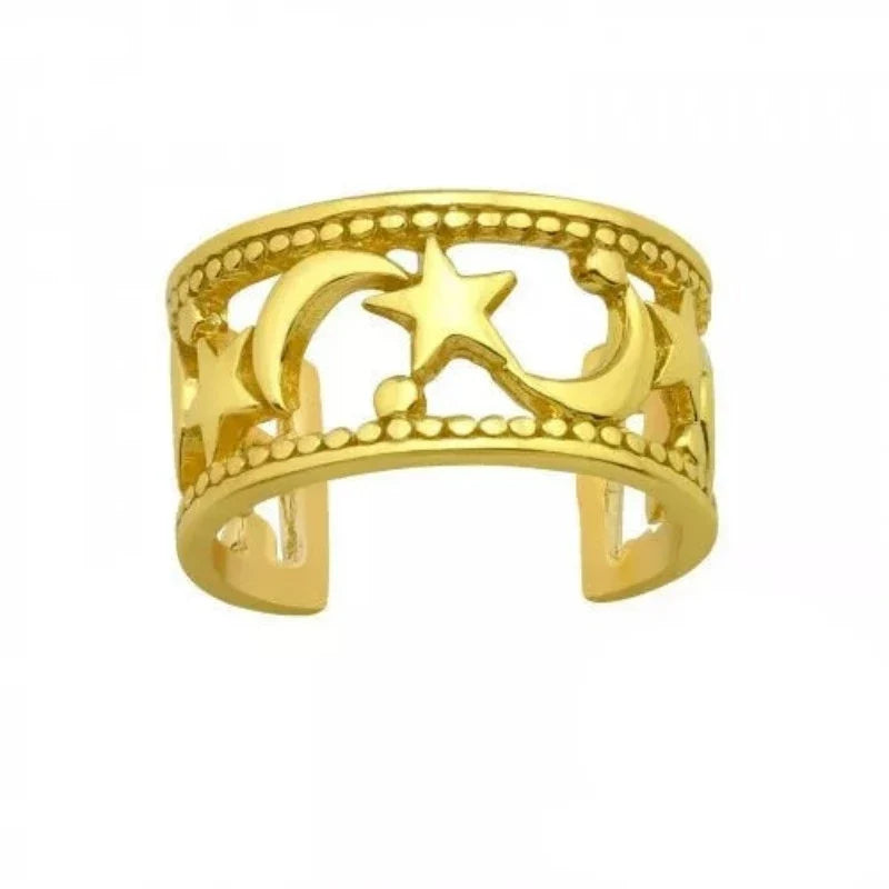 Gold Plated Moon and Star Ear Cuff Earrings for Women - Boho Celestial Jewelry - Perfect for Parties, Weddings & Everyday Wear
