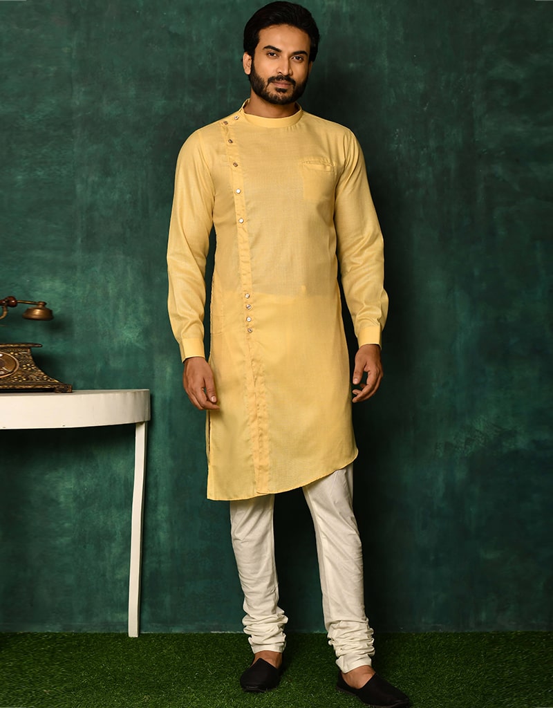 Stylish Beige Cotton Kurta & Payjama Set for Men - Comfortable Traditional Indian Outfit for Festivals, Weddings & Casual Wear
