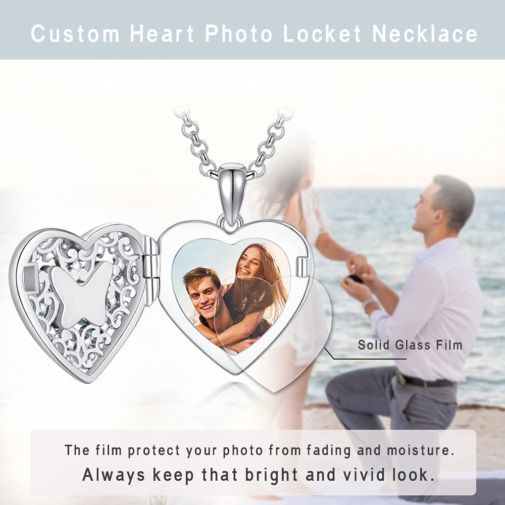 Dorunmo 925 Sterling Silver Heart Locket Necklace - Photo Pendant for Pictures - Perfect for Valentine's Day, Anniversary & Mother's Day Gifts