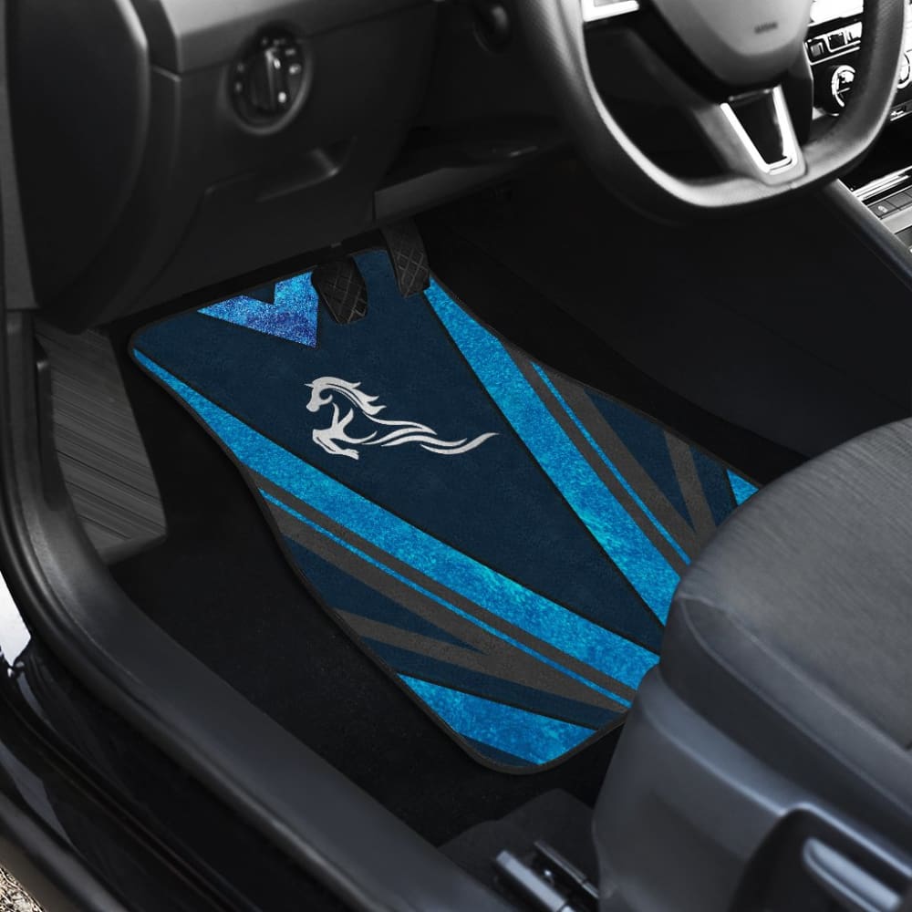 Premium Mustang Blue Horse Metallic Style Car Floor Mats - Durable, Non-Slip Automotive Accessories for Ford Mustang | Perfect for Daily Driving, Road Trips & Car Shows