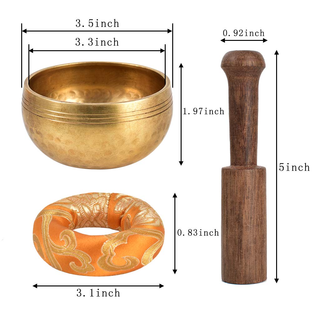 Authentic Tibetan Singing Bowl Set - Handcrafted Meditation Bowl for Yoga, Mindfulness & Relaxation with Premium Gold Silk Pouch - Perfect for Yoga Studios, Meditation Spaces & Home Decor