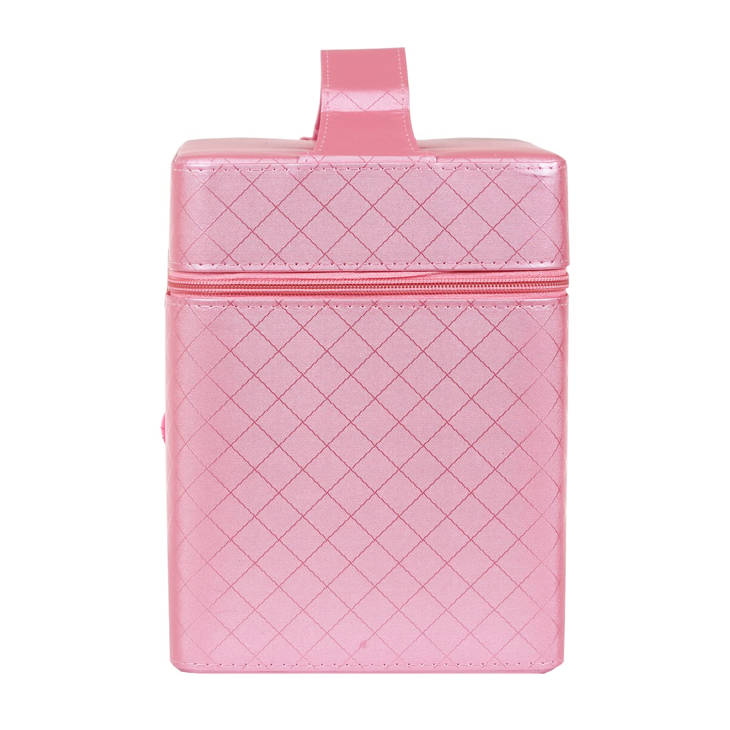 RONTENO 18cm Makeup Vanity Box with Mirror - Pink Cosmetic Travel Bag for Women | Home & Travel Use