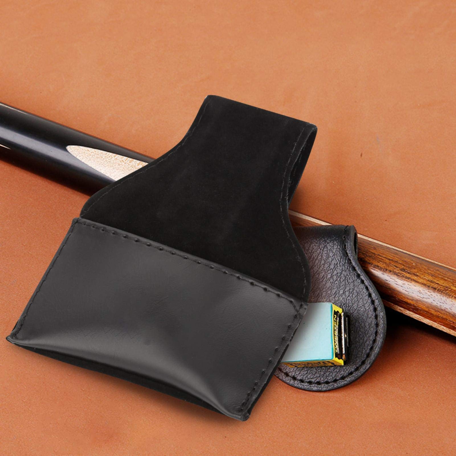 Keenso Cue Chalk Holder - Portable PU Leather Billiard Chalk Pouch Bag Accessory for Pool Players (Black) | Perfect for Bar, Game Room & Professional Pool Tournaments