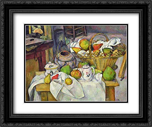 Paul Cezanne Still Life with Basket (Detail) - 17x15 Black Ornate Framed Double Matted Museum Art Print - Perfect for Living Room, Bedroom & Office Wall Decor