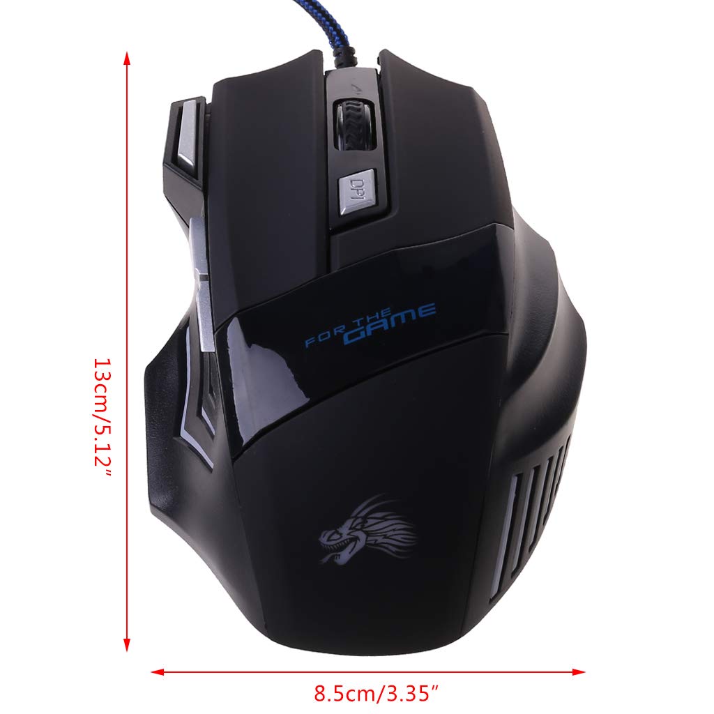 FUXIU RGB Ergonomic Gaming Mouse - 7 Programmable Buttons, 5500 DPI, USB Wired Optical Mouse with Breathing LED Lights for PC, Laptop - Perfect for FPS, MOBA & MMO Gaming