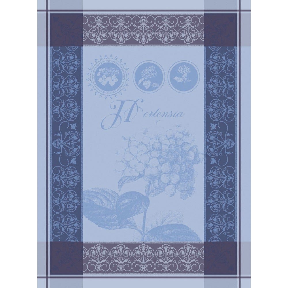 Organic Cotton Hortensia Blue Tea Towel - Soft, Absorbent & Stylish Kitchen Towel for Drying Dishes, Cleaning & Decor - Perfect for Home, Kitchen & Gifts