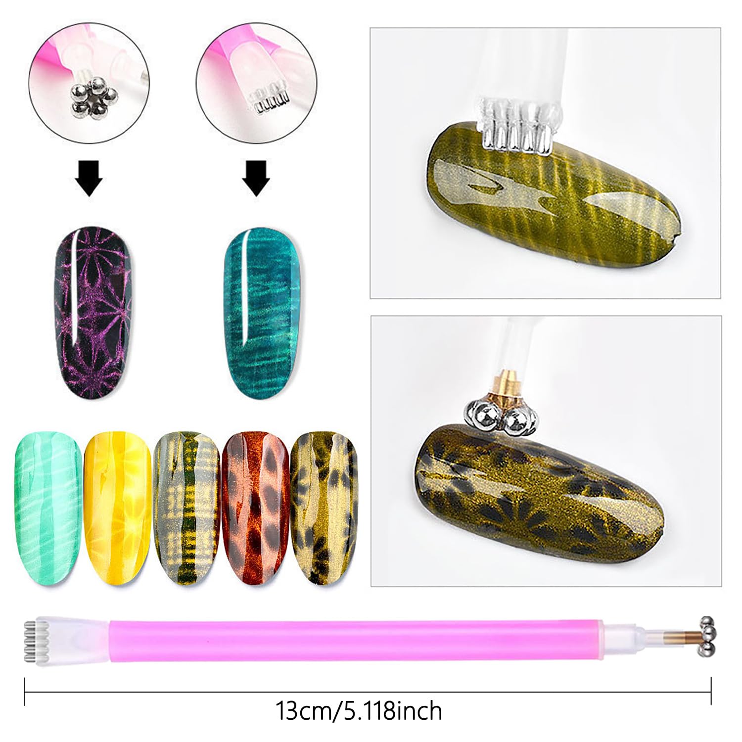 15-Piece Nail Magnet Set for Cat Eye Polish - DIY Gel Nail Art Tools