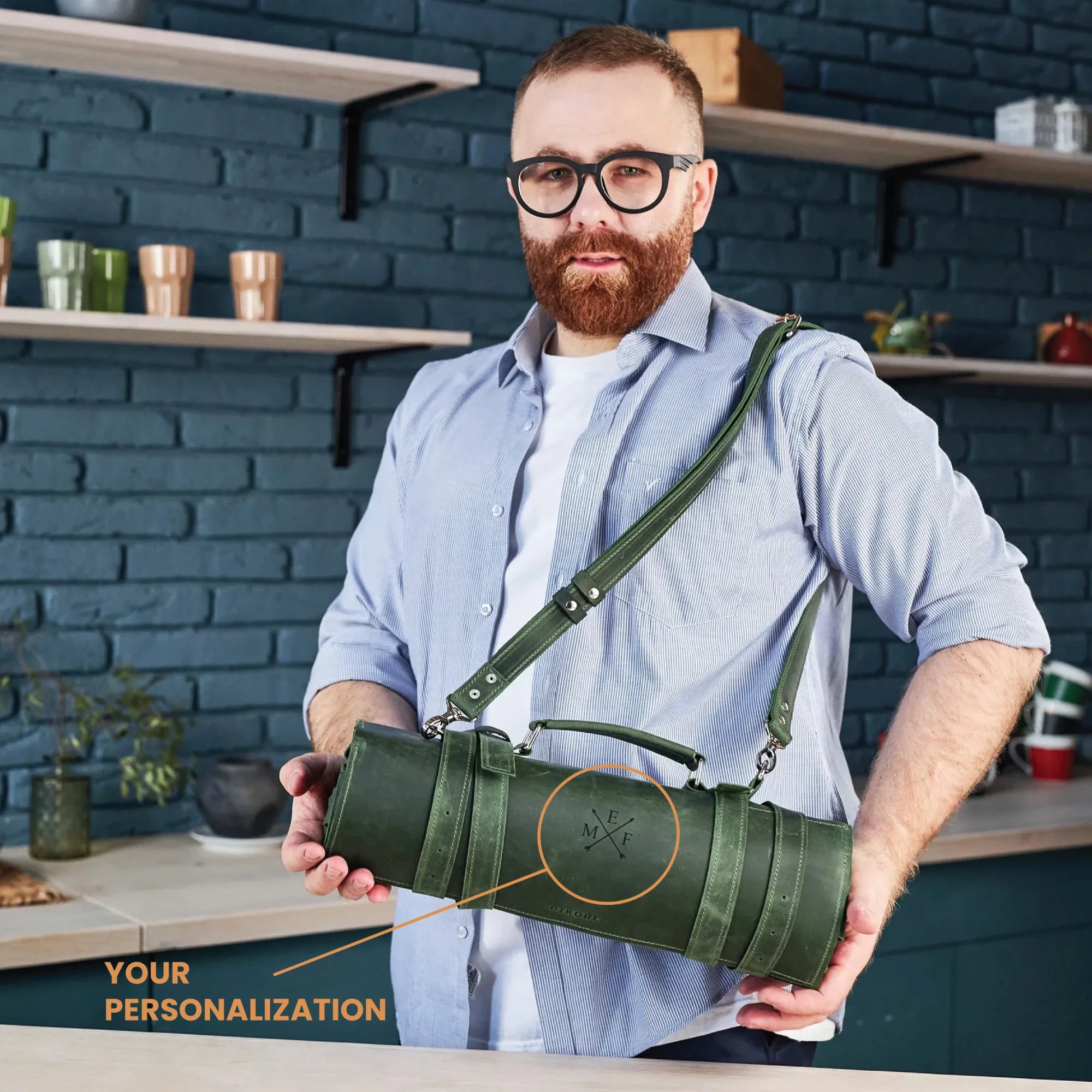 Premium Leather Knife Roll for Chefs & Butchers - Durable Professional Knife Storage Case with 12 Slots - Perfect for Kitchen, Camping & Culinary Gifts