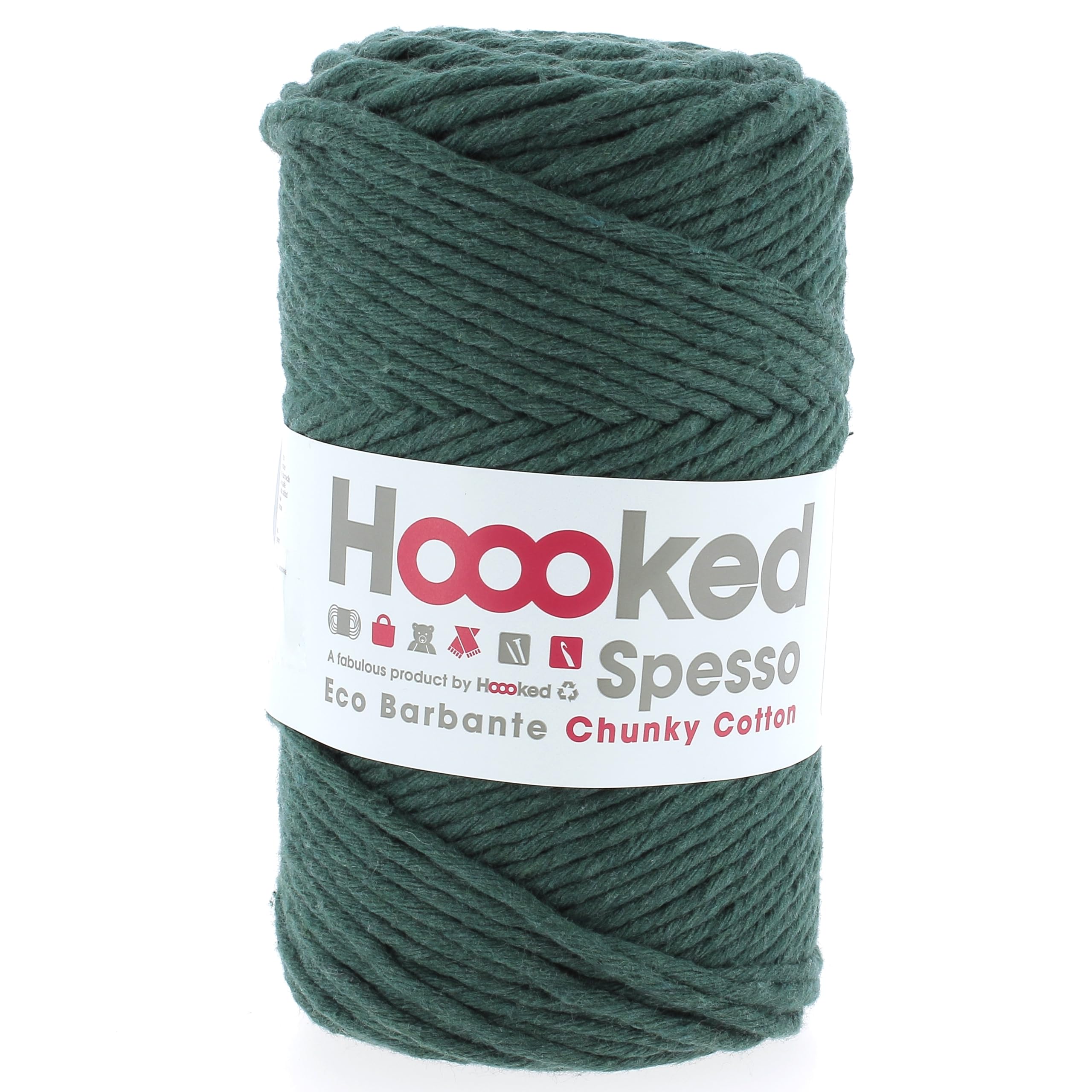Spesso Chunky Cotton Macrame Yarn for DIY Crafts - Soft Pine Green Rope for Wall Hangings, Plant Hangers & Home Decor (SPESSOCH-804)