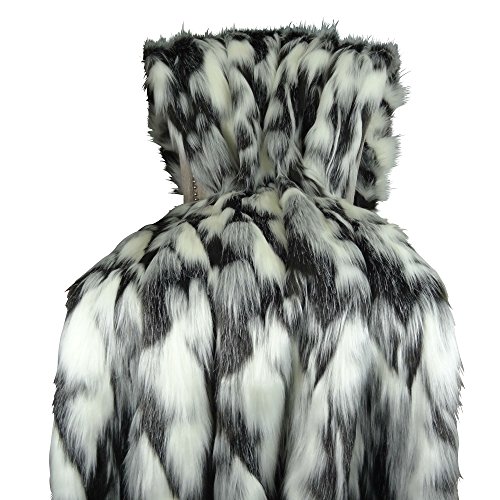 Tibet Fox Fur Black White Gray