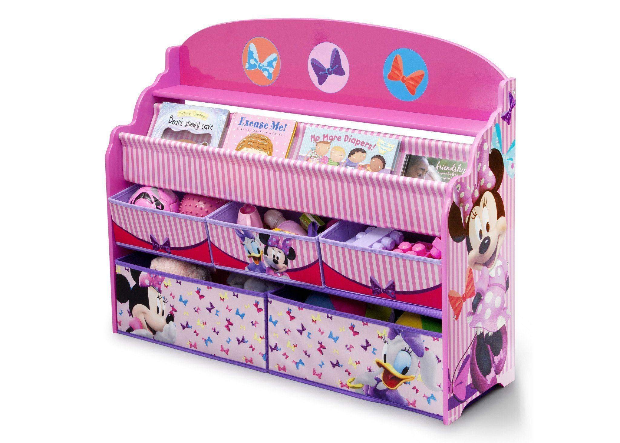 Delta Children Deluxe Book & Toy Organizer with Disney Minnie Mouse Design - Kids Bedroom Storage Solution for Books, Toys & School Supplies | Perfect for Playrooms, Daycares & Nursery Organization