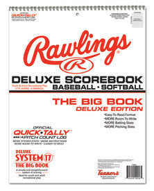 Rawlings Deluxe Baseball Scorebook 17SBDLX - Official Scorekeeping Notebook for Baseball & Softball Games, Leagues, and Tournaments - Perfect for Coaches, Players, and Fans