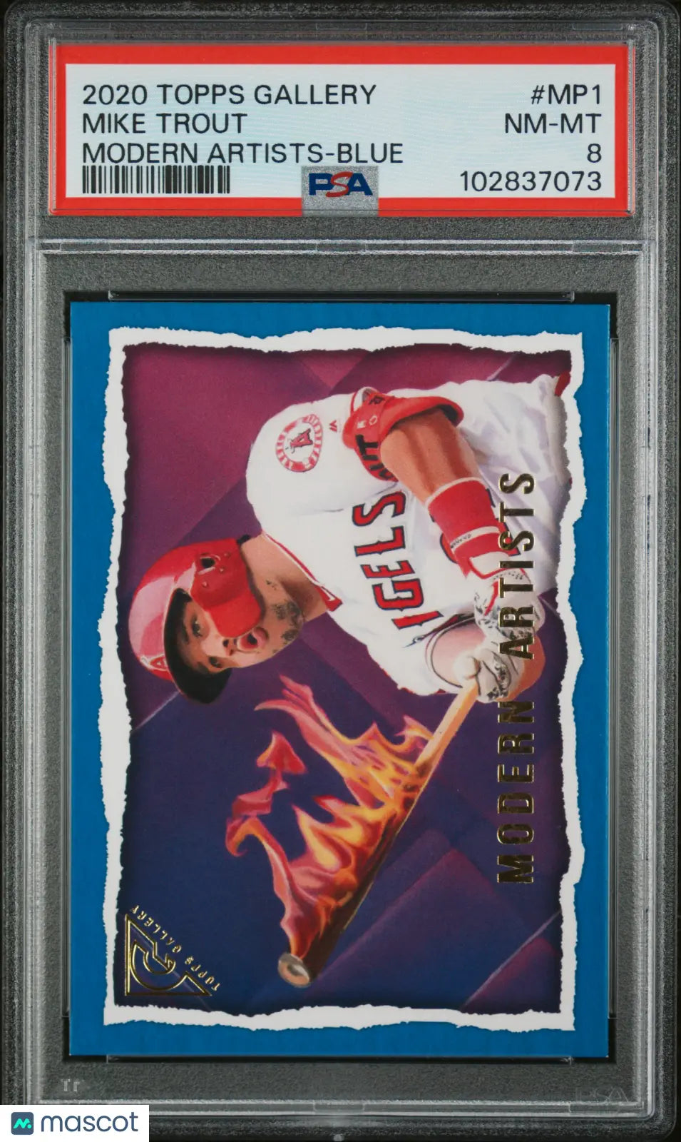 2020 Topps Gallery Modern Artists Mike Trout Blue PSA 8 /99 - Rare Baseball Trading Card for Collectors & Investors - Perfect for Display, Gifts & Sports Memorabilia Collections