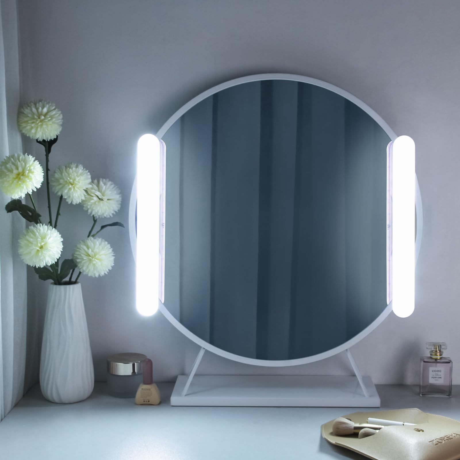 Wireless Vanity Mirror Lights with Adjustable Brightness & Color - Rechargeable LED Makeup Light with 3 Colors & Touch Control - Perfect for Bathroom, Dressing Room & Bedroom Makeup Application