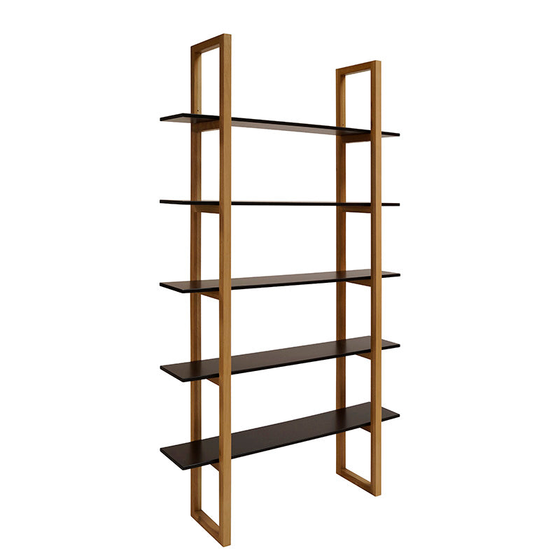MAREN 110cm Display Unit - Natural & Black Wooden Shelf for Living Room, Bedroom, or Office Storage & Organization