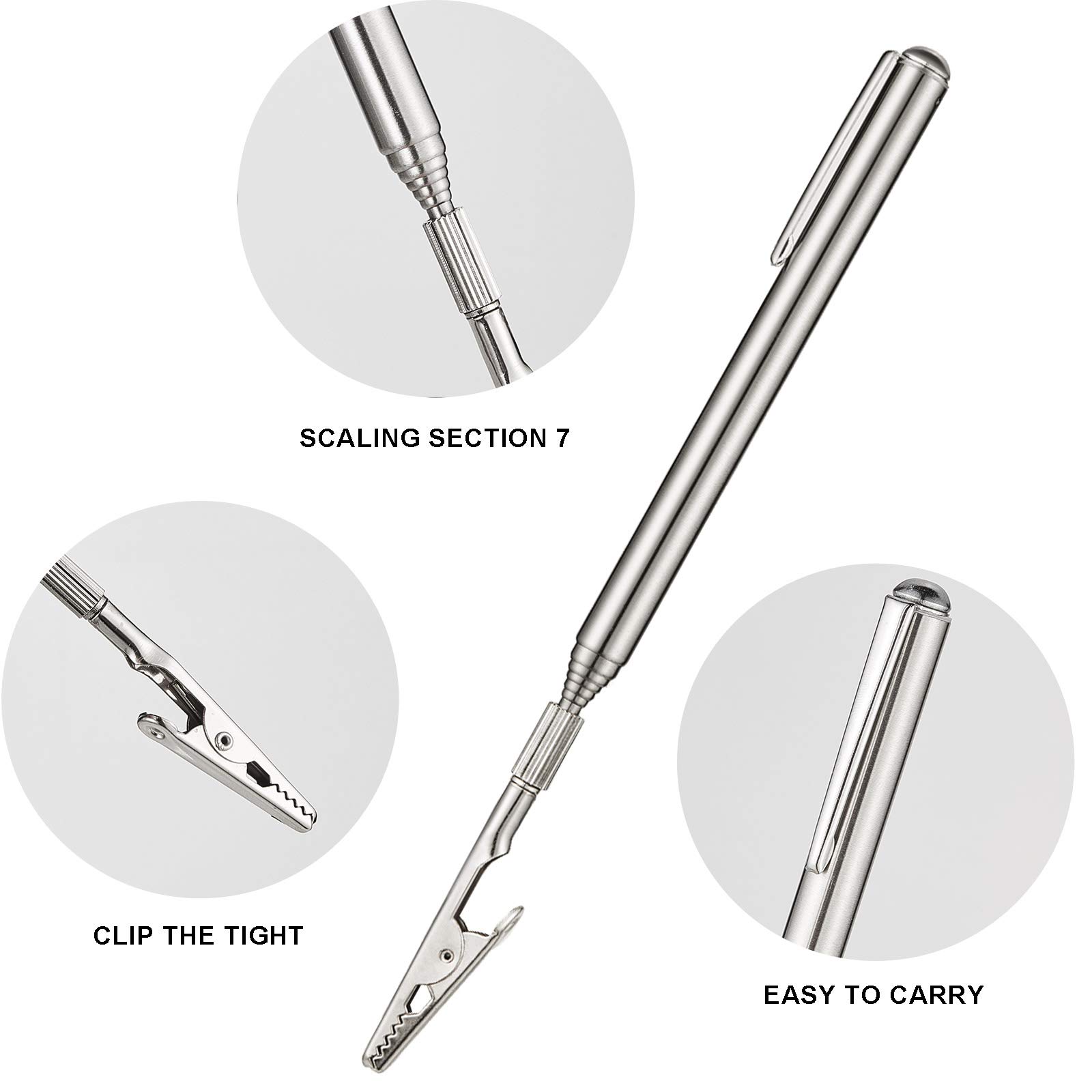 2-Pack Telescoping Clip Extendable Metal Wire Joint Clamp with Pen Clip - Adjustable from 8.27 to 36 Inches - Perfect for Mechanics, Home & Auto Repair, Jewelry Making, and DIY Craft Projects