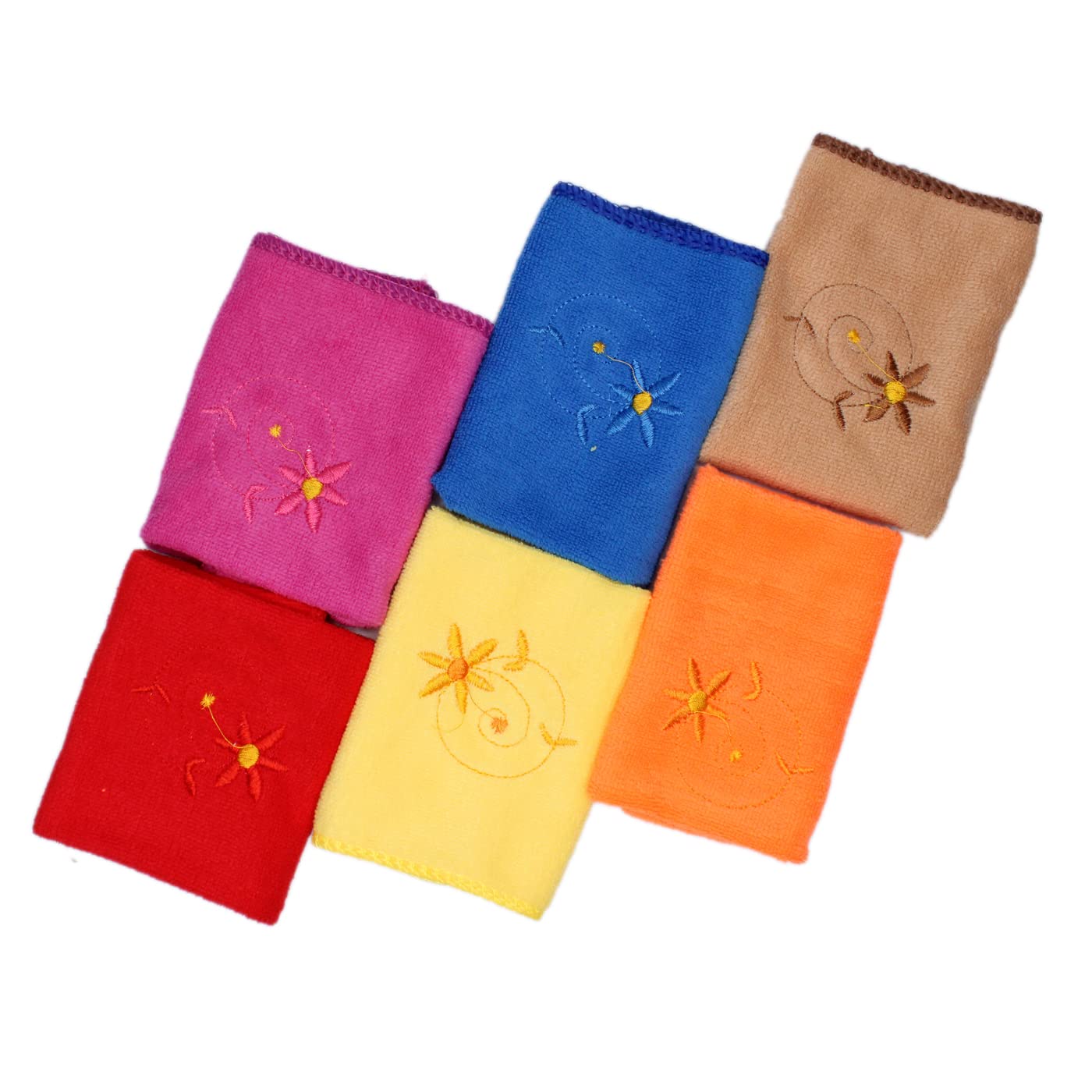 12Pcs Soft Fluffy Women's Face Hankies - Embroidered Hand Towels for Kids & Babies (Multicolor) | Gentle Skin Care, Makeup Removal & Daily Use