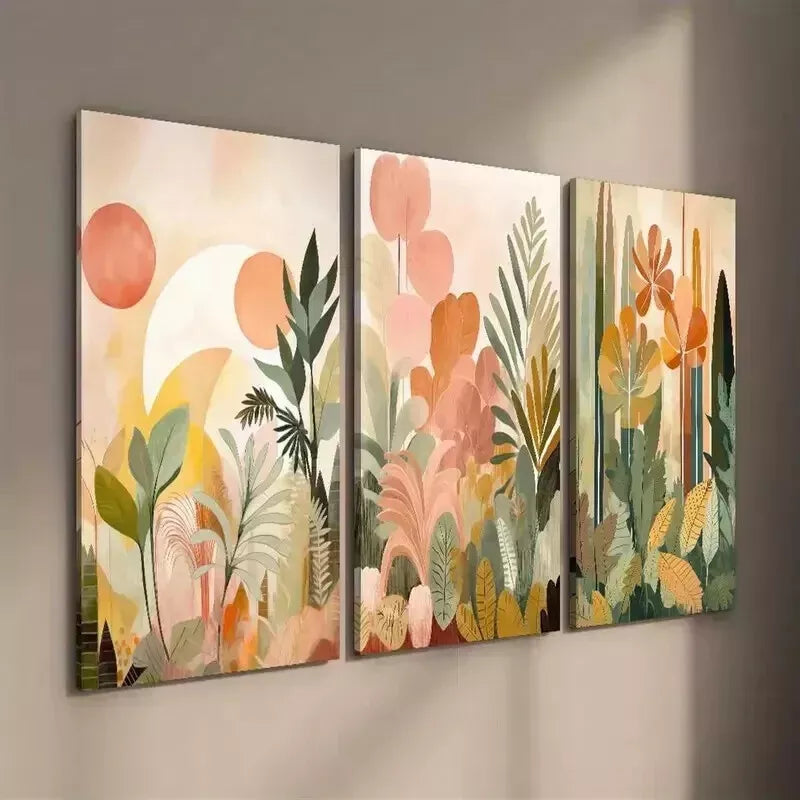 3-Piece Tropical Jungle & Botanical Abstracts Wall Art Set - 50x70cm Framed Canvas Prints - High Quality Australian Made - Ready to Hang - Perfect for Living Room, Bedroom & Office Decor