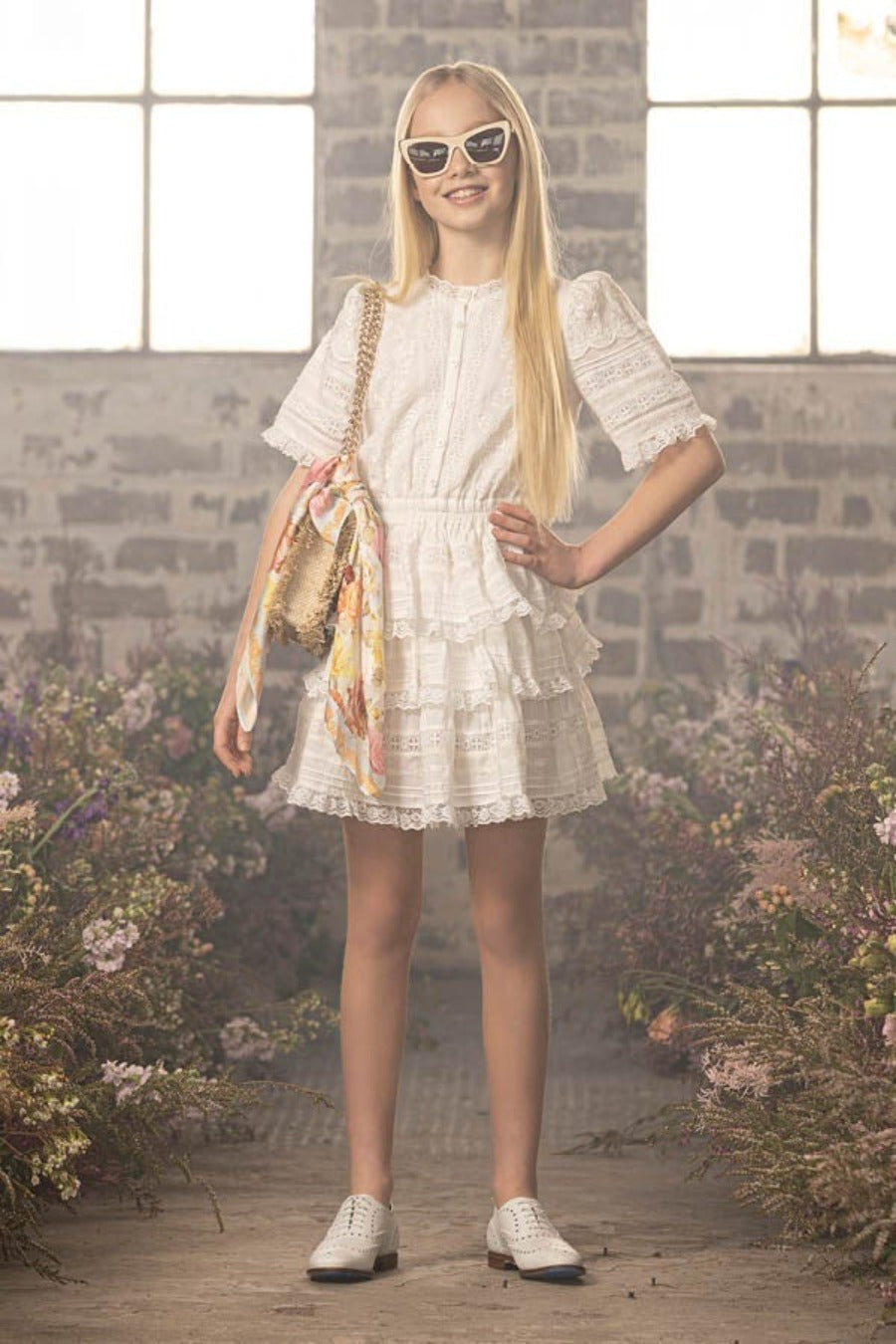 Girls Melina Embroidered Floral Summer Dress - Perfect for Birthday Parties, Family Gatherings & Special Occasions
