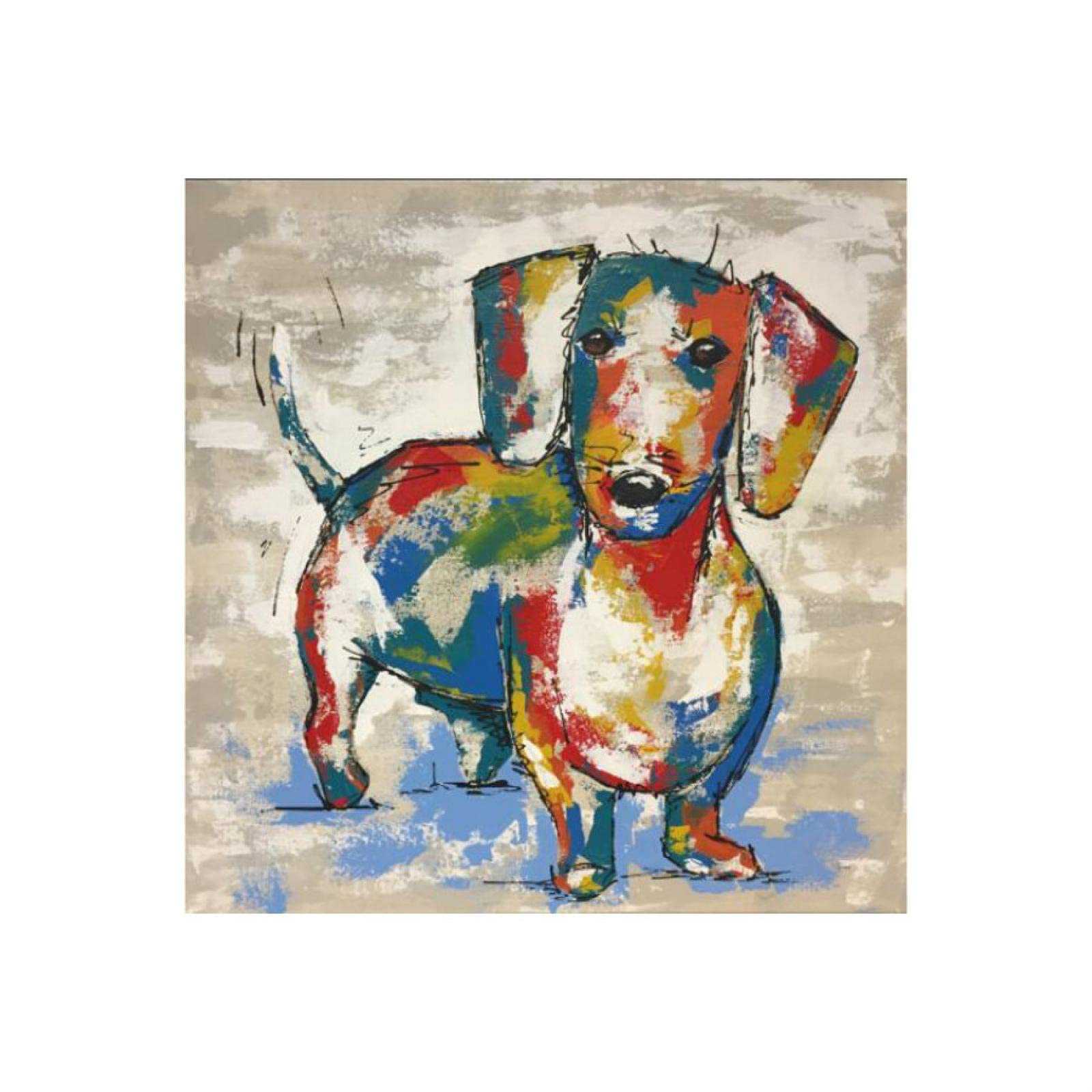 Abstract Dachshund Dog Canvas Painting - Unframed Wall Art for Kids Room Decor, Animal Posters & Prints, Graffiti Style Artwork | Perfect for Nursery, Playroom & Pet Lover's Home