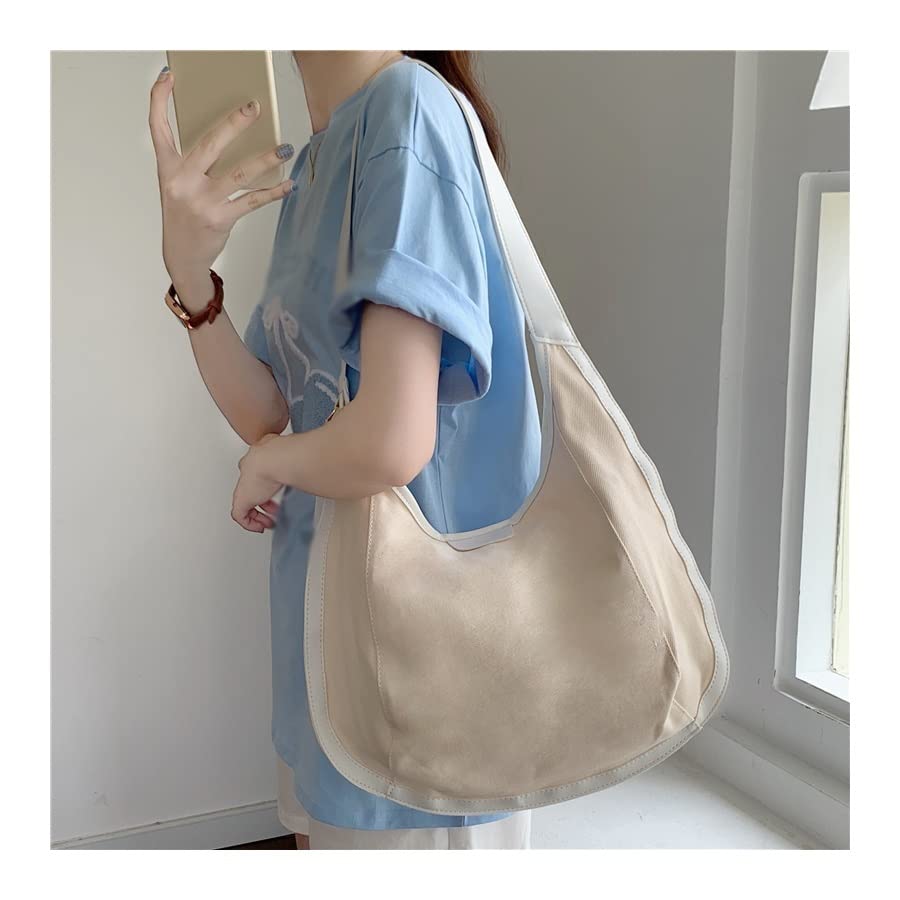 Eco-Friendly Canvas Tote Bags for Women - Large Capacity Casual Shoulder Bag - Solid Color Hobo Shopper Handbag (One Size) - Perfect for Grocery Shopping, Beach Trips & Daily Commute