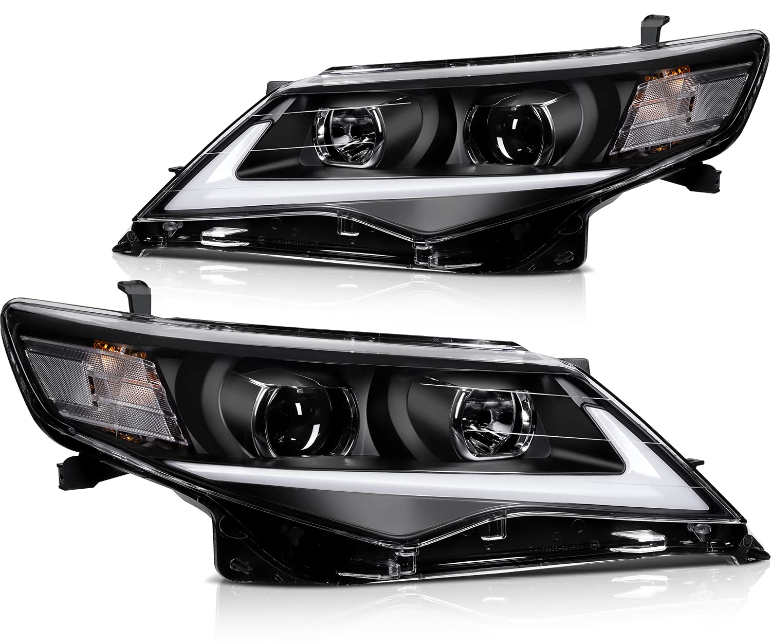 ECCPP Replacement Headlight Assembly for Toyota Camry 2012-2014 - Black Housing with Clear Lens - Direct Fit Headlamps for Improved Night Driving Safety