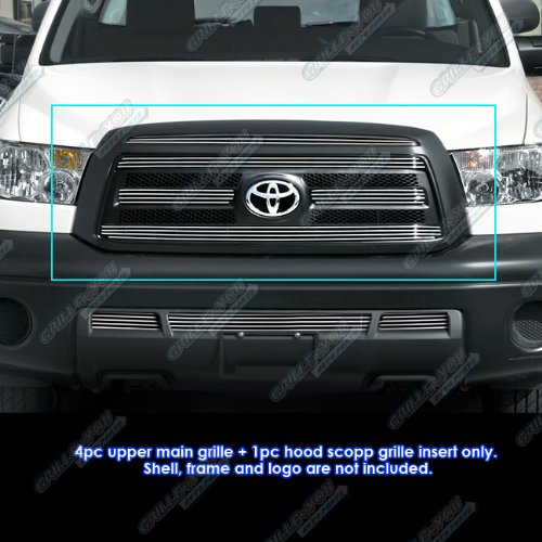 APS Compatible with Toyota Tundra 2010-2013 Main Upper Aluminum Chrome Polished Horizontal Billet Front Grill Grille Insert S18-A85766T - Upgrade Your Truck's Style for Off-Road & Daily Driving