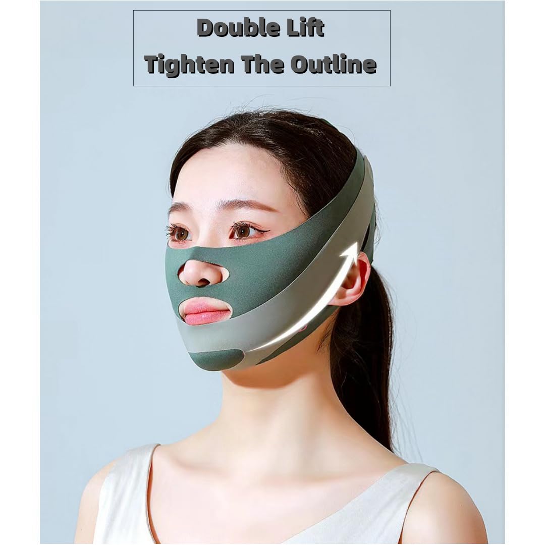 Anti-Wrinkle Face Slimming Mask - Breathable V-Line Lifting Bandage for Chin & Jawline, Wrinkle Reducer & Face Shaper for Defined V-Shape (Grey) | Perfect for Home Spa, Self-Care & Instant Face Contouring