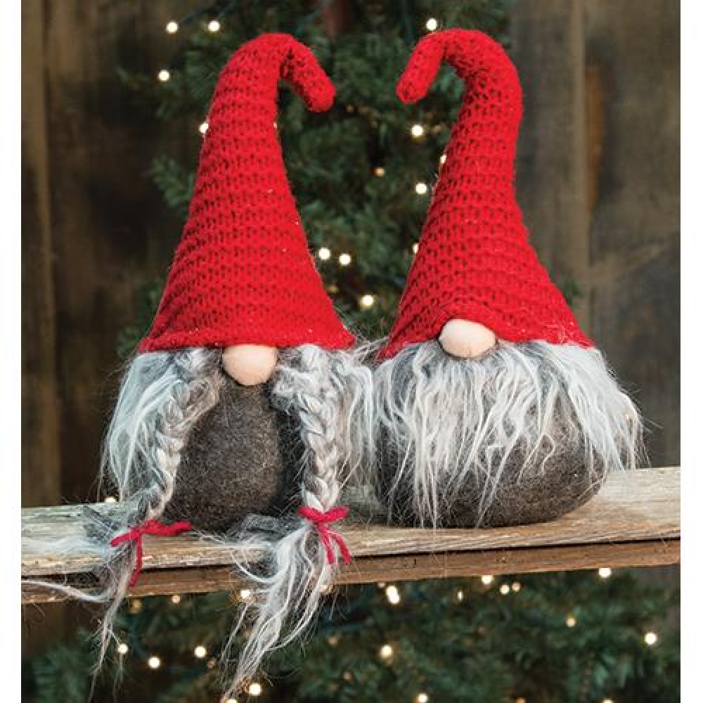 Christmas Sitting Plush Santa Gnome Decor - Mr. & Mrs. Santa Gnome Set for Holiday Home Decor, Christmas Tree Skirt, Mantel & Gift Giving