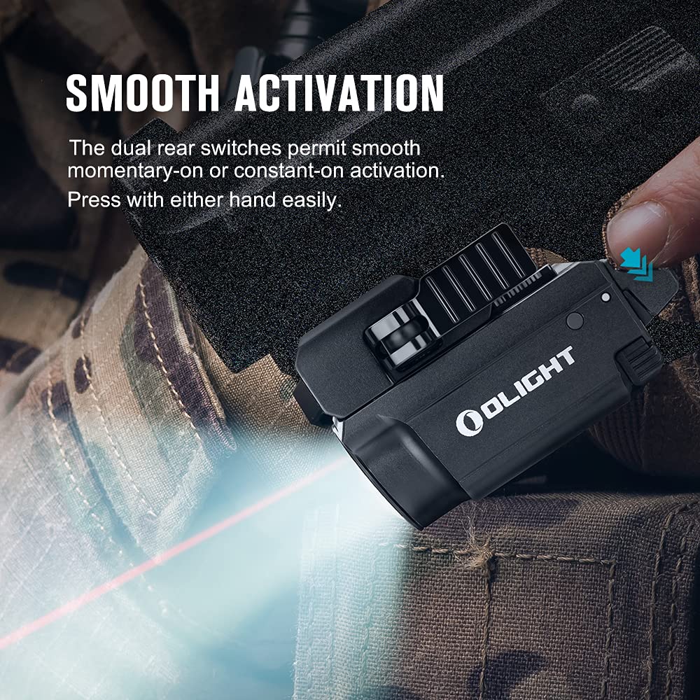 OLIGHT Baldr RL Mini 600 Lumens Compact Rail Mounted Tactical Flashlight - Red & White LED Combo, Magnetic USB Rechargeable, Fits 1913/GL Rails - Perfect for Home Defense, Hunting & Tactical Operations