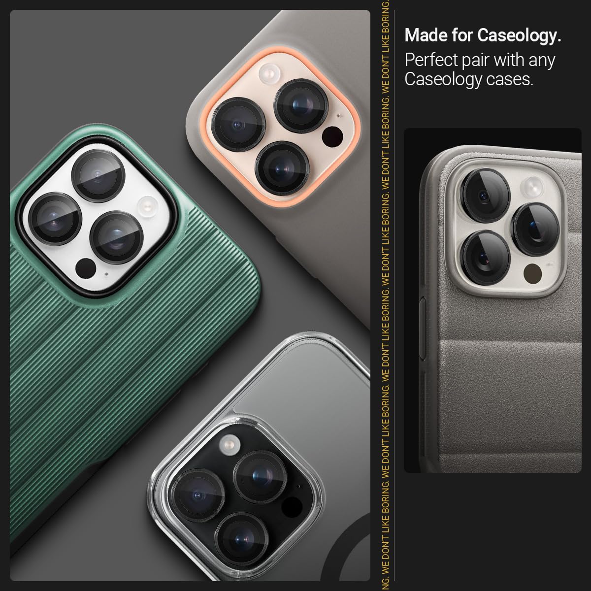 Caseology 2-Pack Camera Lens Protector for iPhone 16 Pro Max/Pro, 15 Pro Max/Pro, 14 Pro Max/Pro - Anti-Scratch, Easy Installation, Black - Perfect for Outdoor Adventures & Daily Protection
