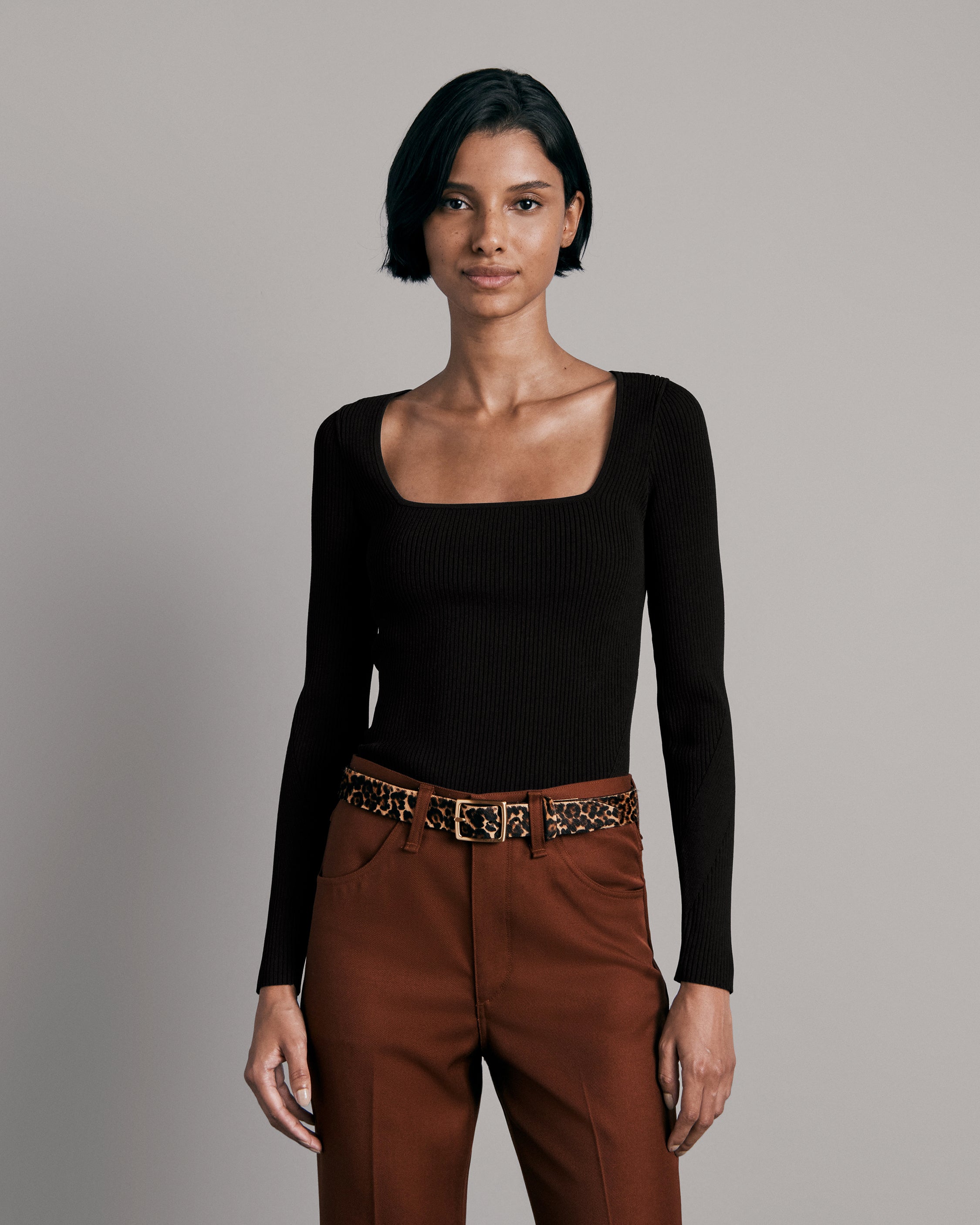 Asher Women's Square Neck Long Sleeve Blouse - Elegant Casual Tops for Work, Date Night & Everyday Wear