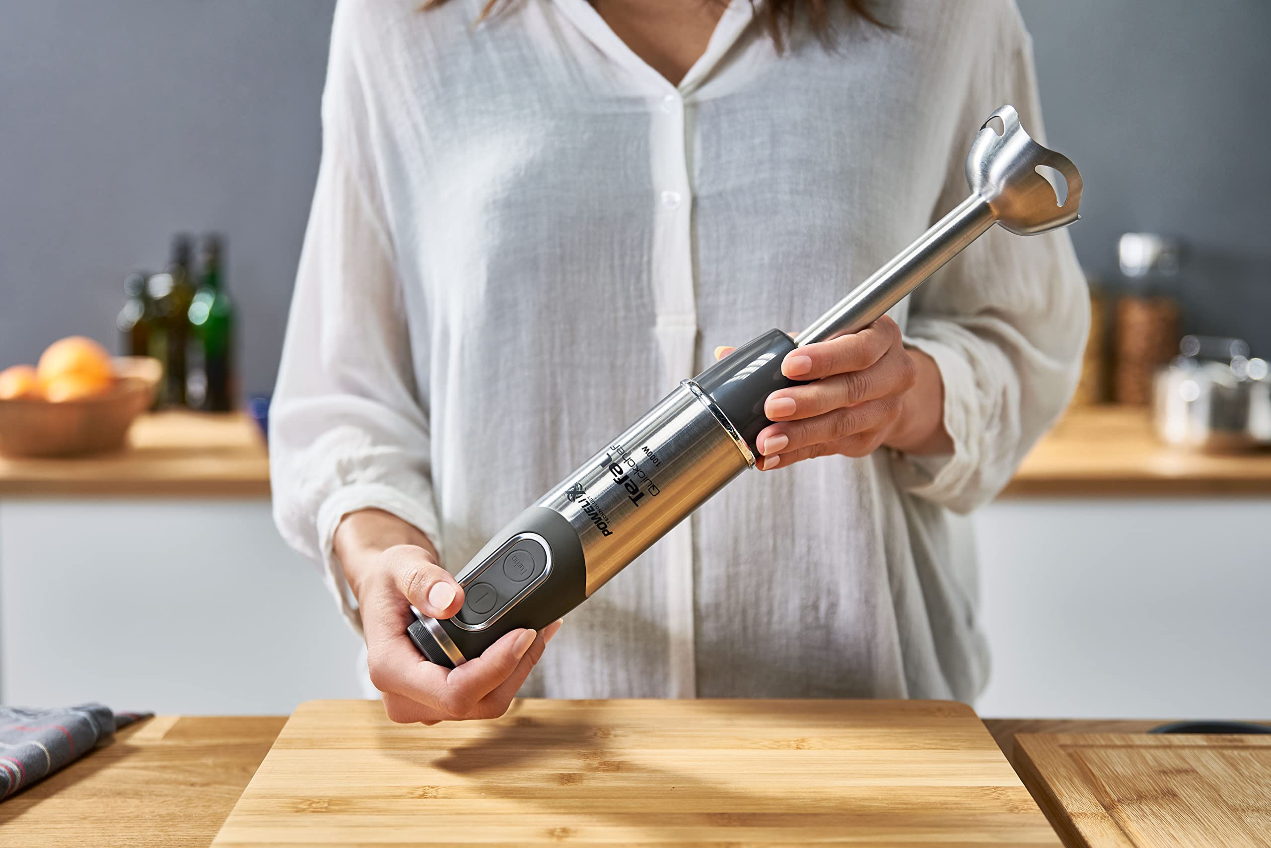 Tefal HB6588 1000W Immersion Hand Blender with 0.8L Stainless Steel Container - Powerful Stick Blender for Smoothies, Soups & Baby Food - Black Stainless Steel Design - Perfect for Kitchen & Home Cooking