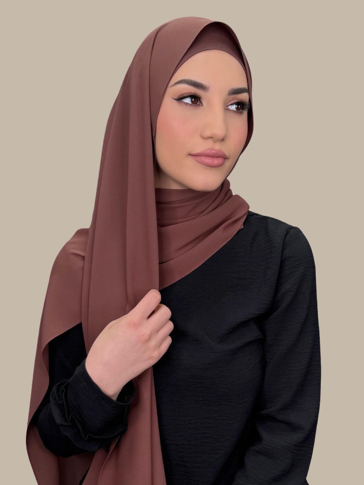 Elegant Burnt Redwood Chiffon Hijab Set - Perfect for Daily Wear, Special Occasions & Modest Fashion