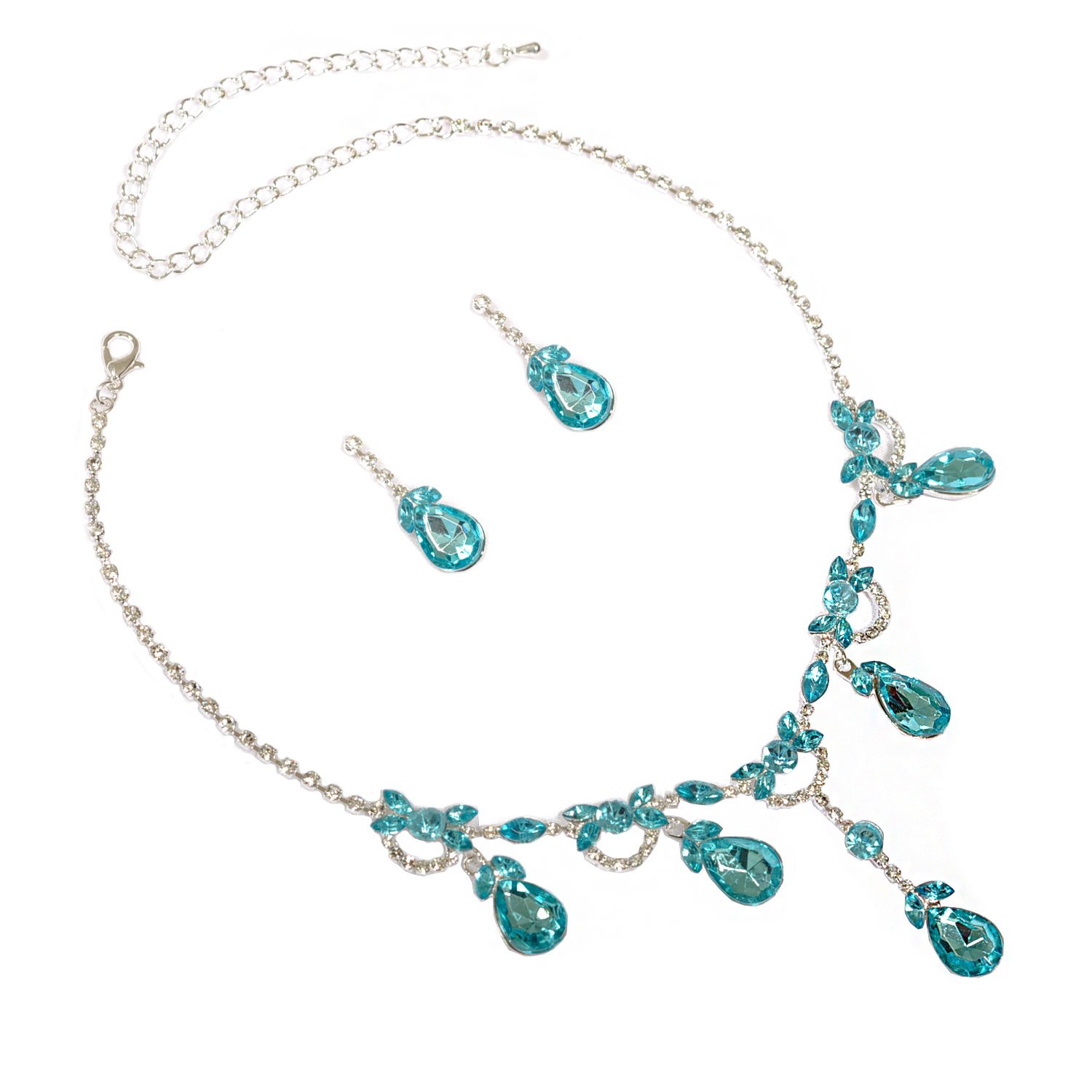 Turquoise Silver Jewelry Set - Necklace & Earrings Opaque Stone Gift for Women, Perfect for Weddings, Parties & Special Occasions