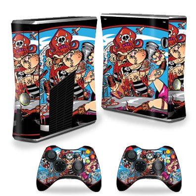 MightySkins Protective Skin Wrap for Xbox 360 S Slim Console & 2 Controllers - Ahoy Matey Pirate Design | Durable Vinyl Decal Cover for Gaming Protection & Customization | Perfect for Gamers, Collectors & Gift Giving