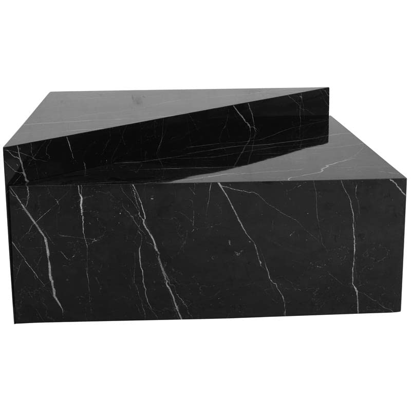 Modern Black Faux Marble Coffee Table - Trent Home Contemporary Living Room Centerpiece for Small Spaces & Apartments - Perfect for Coffee, Books & Decor Display