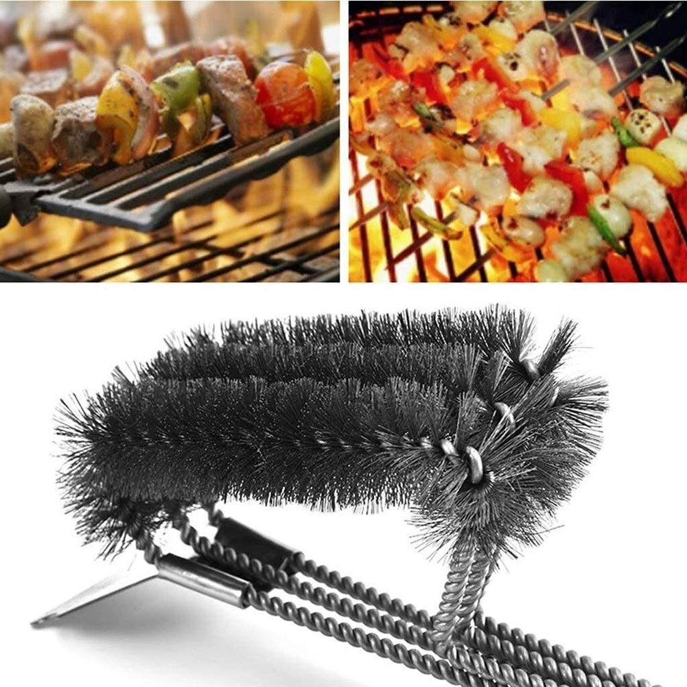 **Stainless Steel Grill Brush for BBQ Cleaning - High & Low Temperature Resistant - Outdoor Grill Scraper & Wire Brush - Perfect for Backyard, Camping & Picnic Use**
