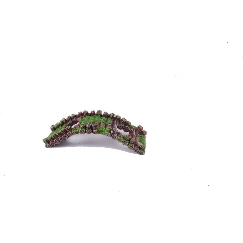 Aquatopia Mini Broken Bridge with Moss - 13 x 4 x 4 cm Small Decorative Bridge for Aquarium, Terrarium, Fairy Garden & Zen Decor