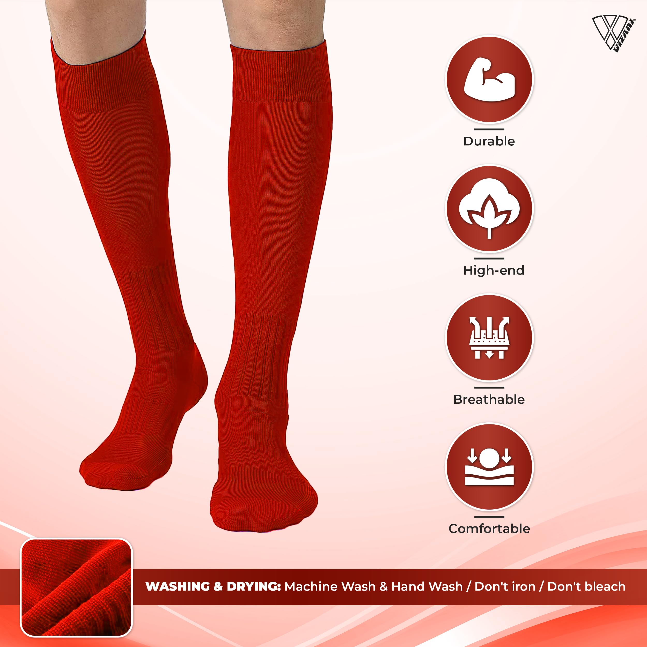 Vizari Soccer Compression Socks for Youth & Adults - Breathable Cushioned Support Socks for Football, Baseball, Rugby & Hockey - Perfect for Sports Training & Game Day Performance