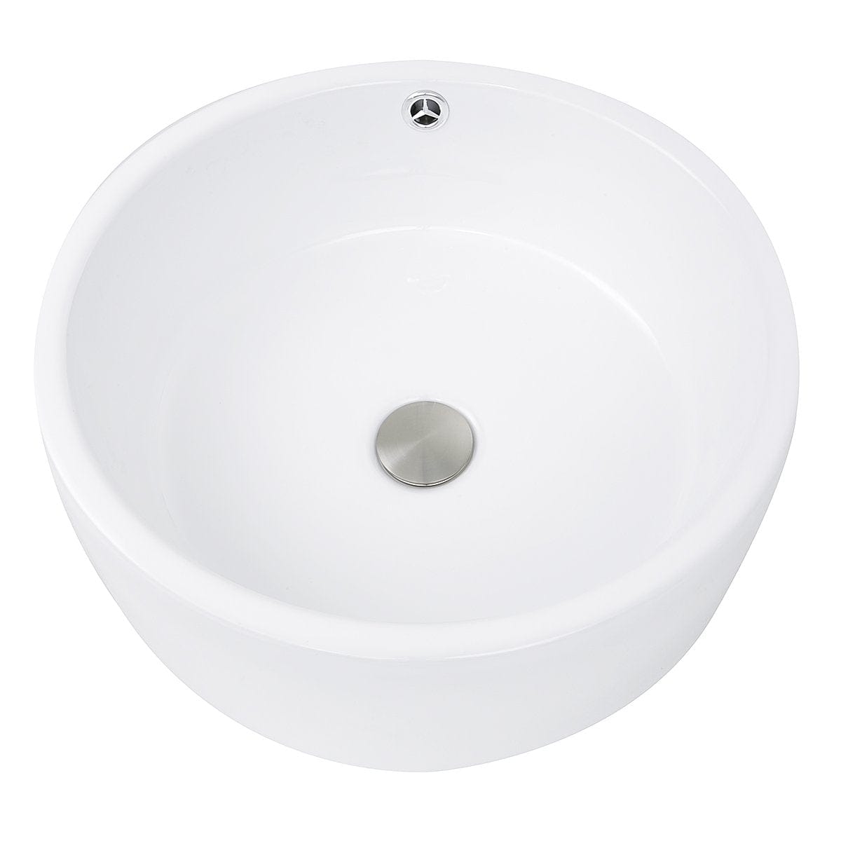 Nantucket Round White Porcelain Vessel Sink with Overflow - Modern Bathroom Vanity Sink for Powder Rooms and Guest Baths - NSV213
