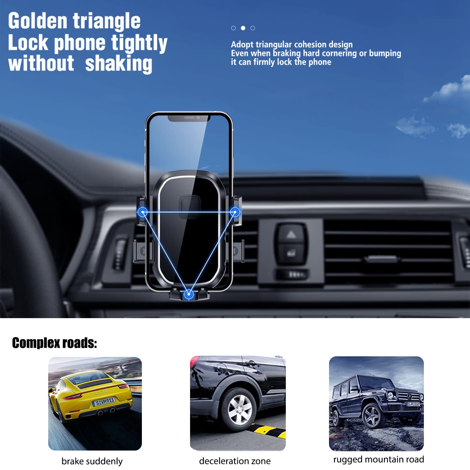 Universal Car Phone Mount - Military-Grade Suction Cup, Hands-Free Dashboard & Windshield Smartphone Holder for All Phones - Perfect for GPS Navigation, Rideshare Driving & Road Trips
