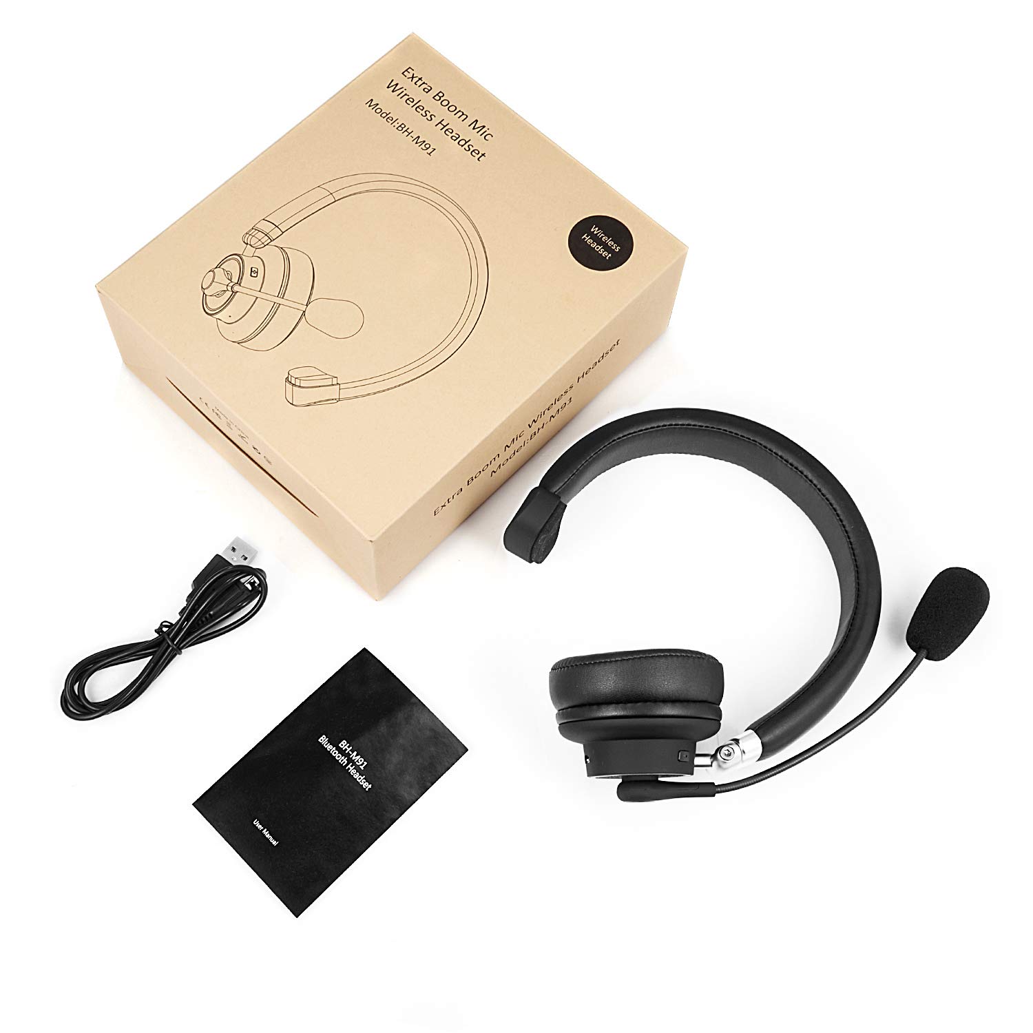 KIWITATA Wireless Bluetooth Headset for Truckers - Over Ear Noise Cancelling Headphones with Mute Mic for Truck Drivers, Business Calls, Office & Call Center - Perfect for Skype, Zoom & Remote Work