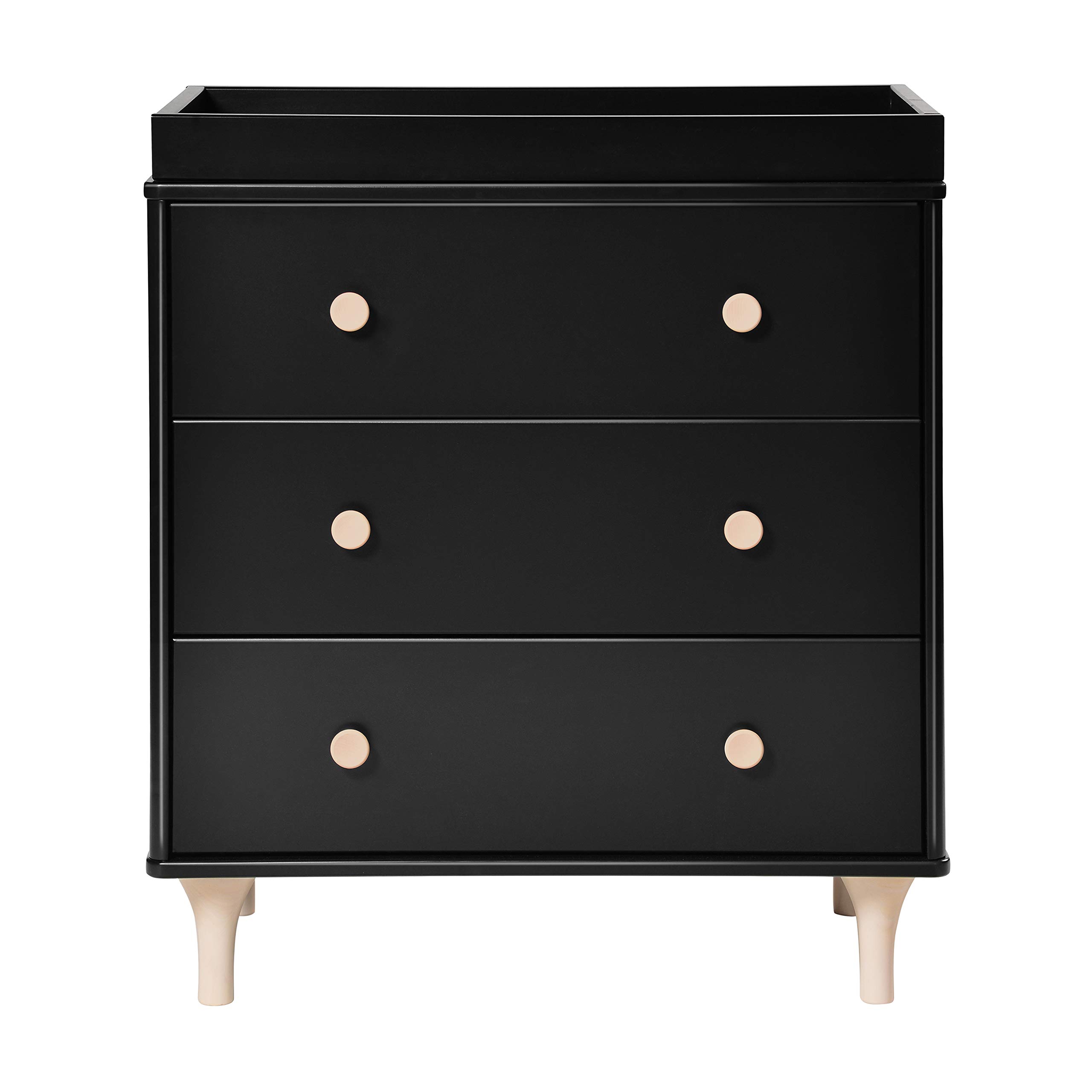 Babyletto Lolly 3-Drawer Changing Table Dresser with Removable Changing Tray - Black & Washed Natural Finish, Greenguard Gold Certified | Nursery Furniture for Diaper Changing & Baby Storage